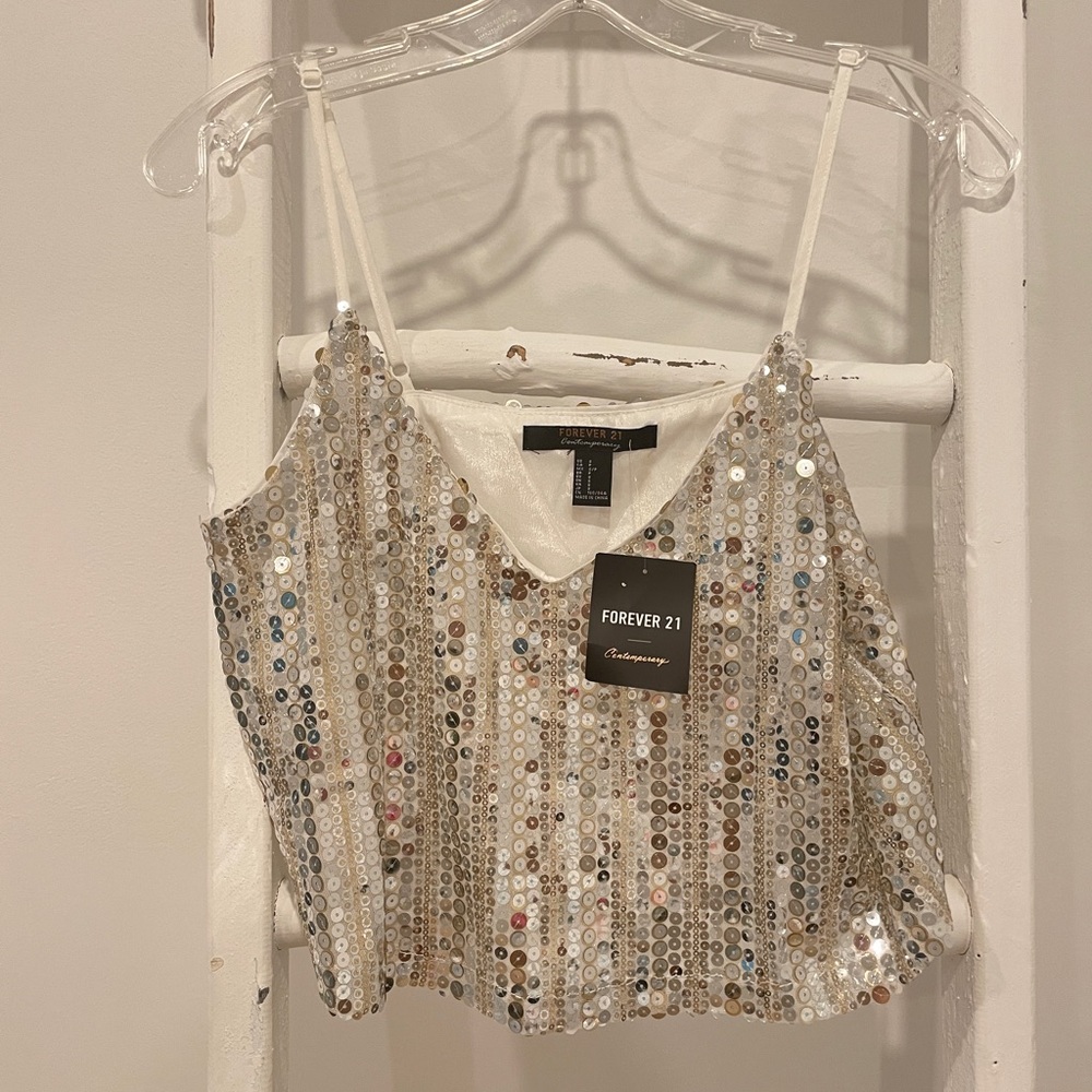 Forever 21 Silver Sequin Tank Top / New with Tags